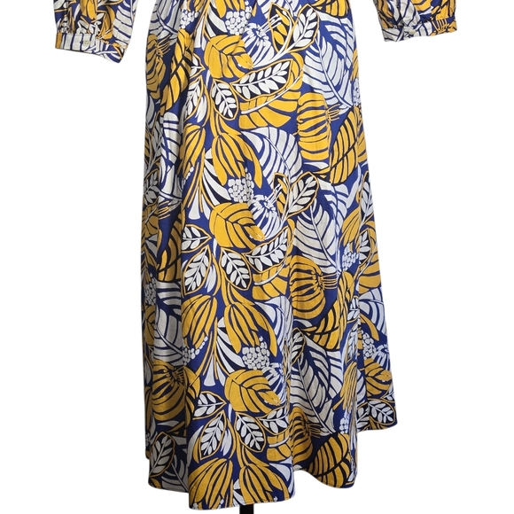 Talbots Tropical Leaf Poplin Shirt Dress Fit & Flare Midi with Pockets Size 8 - Picture 8 of 10
